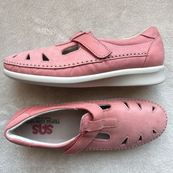 SAS Shoes - SAS Roamer Coral Pink Nubuck Leather Comfort Walking Loafers Women 7.5 Casual